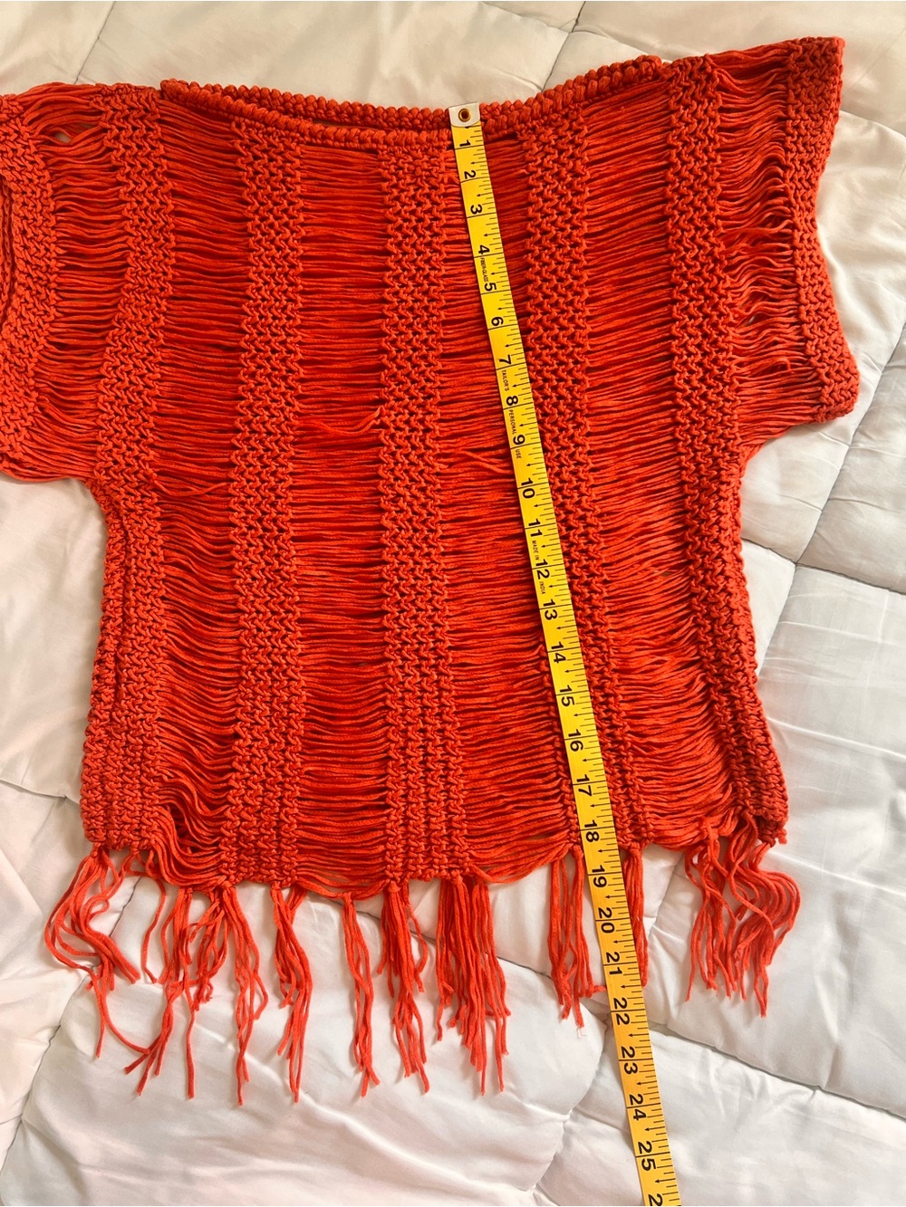 Coral light weight Fringe Knit Top